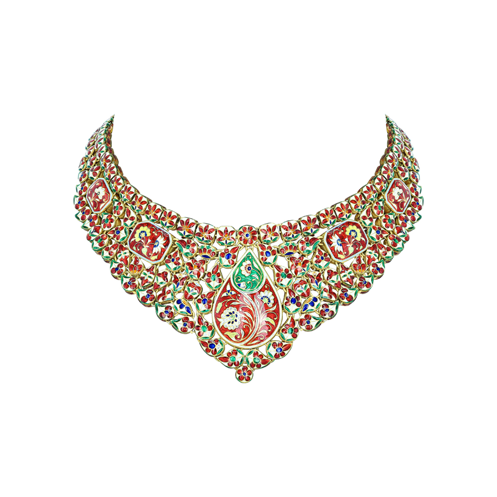 Regal Polki Necklace with Red Stone and Opulent Design